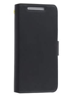 Genuine Leather Portfolio Case for HTC One Mini M4 - Classic Black