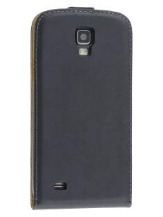 Slim Genuine Leather Flip Case for Samsung I9295 Galaxy S4 Active - Classic Black Slim Genuine Leather Flip Case for Samsung I9295 Galaxy S4 Active - Classic Black