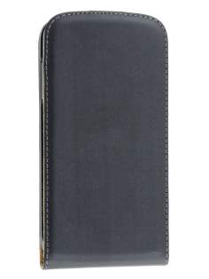 Slim Genuine Leather Flip Case for Samsung I9295 Galaxy S4 Active - Classic Black
