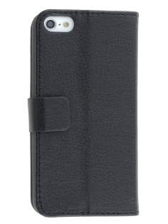 Synthetic Leather Wallet Case with Stand for iPhone 5c - Classic Black