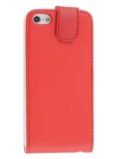 Synthetic Leather Flip Case for iPhone 5c - Red Leather Flip Case