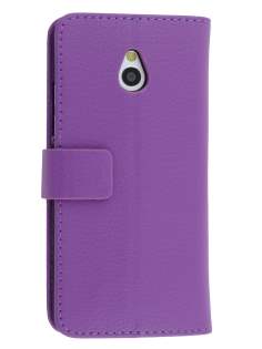 Synthetic Leather Wallet Case with Stand for HTC One Mini M4 - Purple Leather Wallet Case