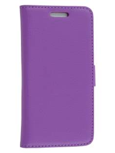 Synthetic Leather Wallet Case with Stand for HTC One Mini M4 - Purple