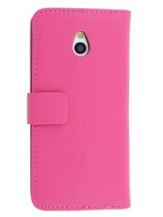 Synthetic Leather Wallet Case with Stand for HTC One Mini M4 - Pink Leather Wallet Case