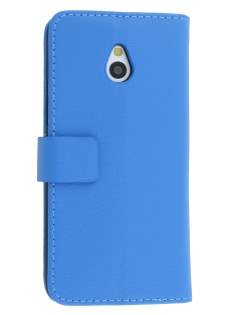 Synthetic Leather Wallet Case with Stand for HTC One Mini M4 - Blue Leather Wallet Case