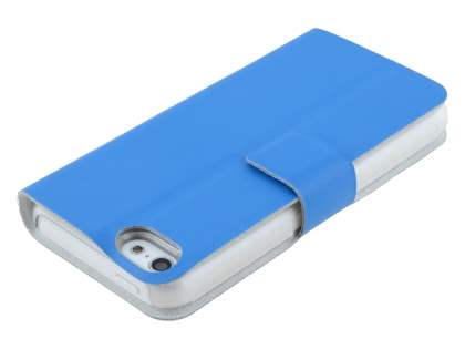 Genuine Leather Portfolio Case with Stand for iPhone 5c - Blue