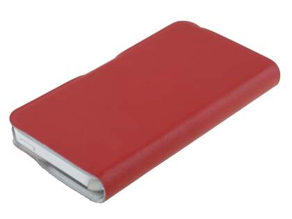 Genuine Leather Portfolio Case with Stand for iPhone 5c - Red