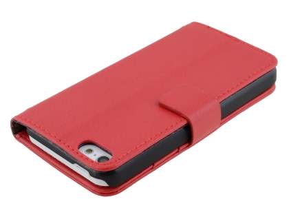Synthetic Leather Wallet Case with Stand for iPhone 5c - Red