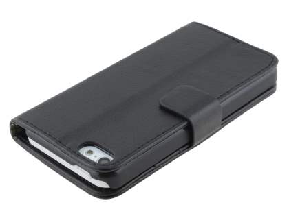 Synthetic Leather Wallet Case with Stand for iPhone 5c - Classic Black