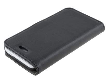 Synthetic Leather Wallet Case with Stand for iPhone 5c - Classic Black
