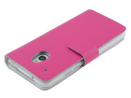 Genuine Leather Portfolio Case for HTC One Mini M4 - Pink