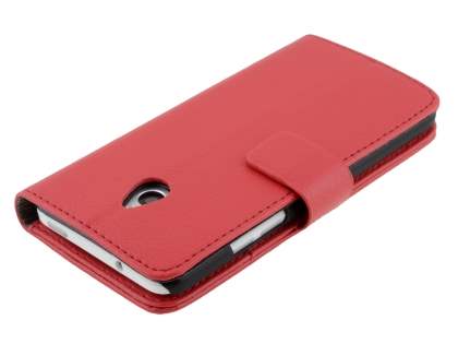 Synthetic Leather Wallet Case with Stand for HTC One Mini M4 - Red