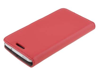 Synthetic Leather Wallet Case with Stand for HTC One Mini M4 - Red