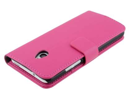 Synthetic Leather Wallet Case with Stand for HTC One Mini M4 - Pink