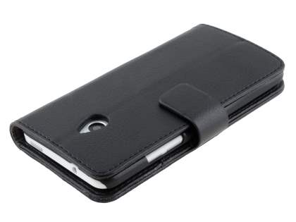 Synthetic Leather Wallet Case with Stand for HTC One Mini M4 - Classic Black