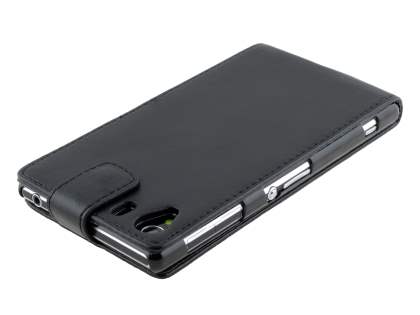 Synthetic Leather Flip Case for Sony Xperia Z1 - Classic Black