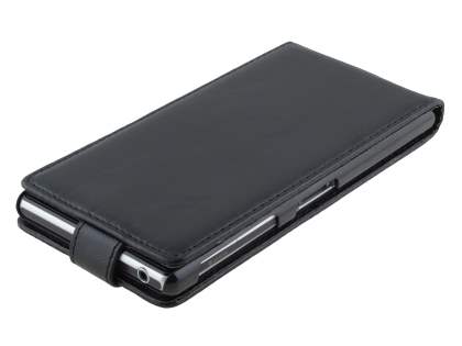 Synthetic Leather Flip Case for Sony Xperia Z1 - Classic Black