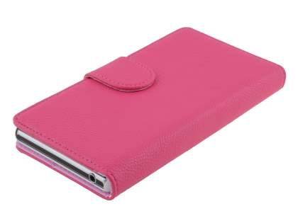 Synthetic Leather Wallet Case with Stand for Sony Xperia Z1 - Pink