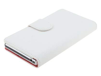 Synthetic Leather Wallet Case with Stand for Sony Xperia Z1 - Pearl White