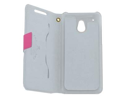 Genuine Leather Portfolio Case for HTC One Mini M4 - Pink