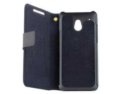 Genuine Leather Portfolio Case for HTC One Mini M4 - Classic Black