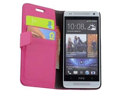 Synthetic Leather Wallet Case with Stand for HTC One Mini M4 - Pink