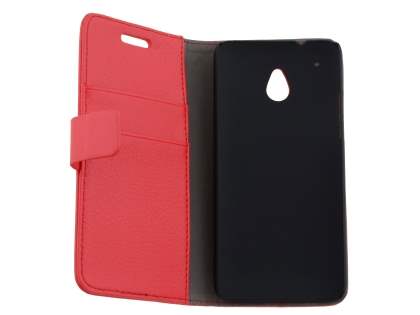 Synthetic Leather Wallet Case with Stand for HTC One Mini M4 - Red