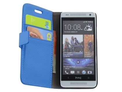 Synthetic Leather Wallet Case with Stand for HTC One Mini M4 - Blue