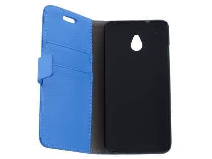 Synthetic Leather Wallet Case with Stand for HTC One Mini M4 - Blue