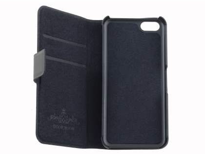 Genuine Leather Portfolio Case with Stand for iPhone 5c - Classic Black