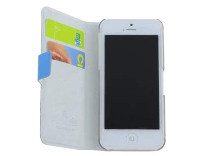 Genuine Leather Portfolio Case with Stand for iPhone 5c - Blue