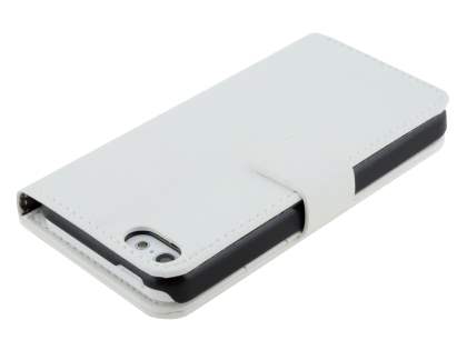 Synthetic Leather Wallet Case with Stand for iPhone 5c - Pearl White