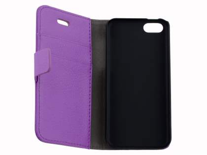 Synthetic Leather Wallet Case with Stand for iPhone 5c - Purple