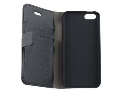 Synthetic Leather Wallet Case with Stand for iPhone 5c - Classic Black
