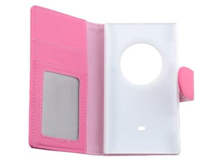 Synthetic Leather Wallet Case with Stand for Nokia Lumia 1020 - Pink