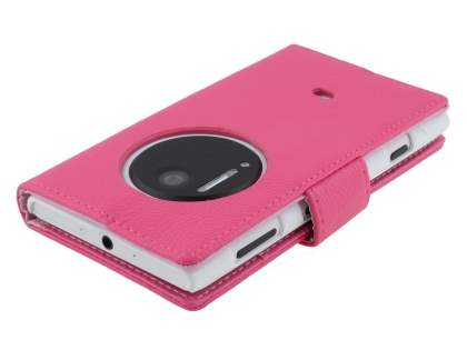 Synthetic Leather Wallet Case with Stand for Nokia Lumia 1020 - Pink