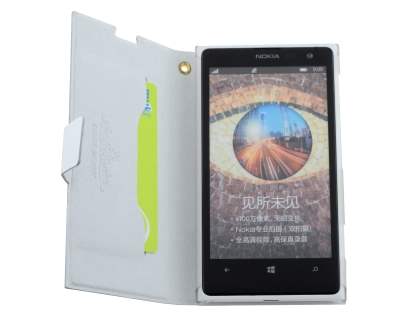 Nokia Lumia 1020 Slim Genuine Leather Portfolio Case - Pearl White