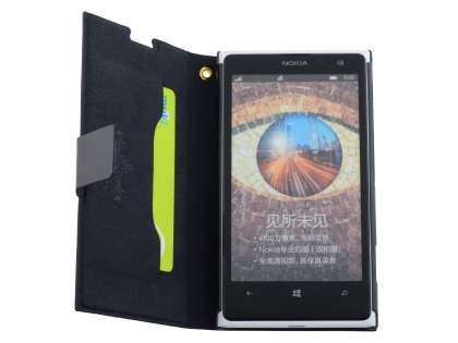 Slim Genuine Leather Portfolio Case for Nokia Lumia 1020 - Classic Black