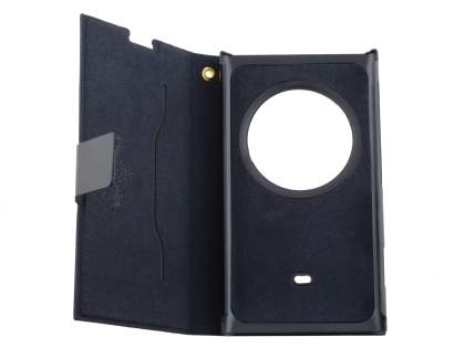 Slim Genuine Leather Portfolio Case for Nokia Lumia 1020 - Classic Black