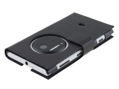 Slim Genuine Leather Portfolio Case for Nokia Lumia 1020 - Classic Black