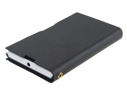 Slim Genuine Leather Portfolio Case for Nokia Lumia 1020 - Classic Black