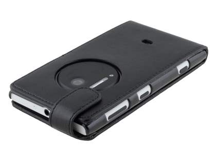 Nokia Lumia 1020 Synthetic Leather Flip Case - Classic Black