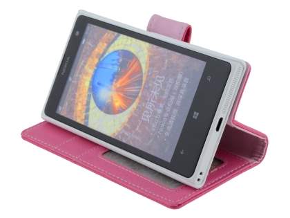 Synthetic Leather Wallet Case with Stand for Nokia Lumia 1020 - Pink
