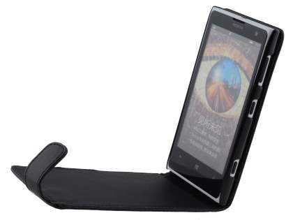 Nokia Lumia 1020 Synthetic Leather Flip Case - Classic Black