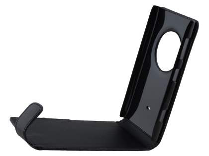 Nokia Lumia 1020 Synthetic Leather Flip Case - Classic Black