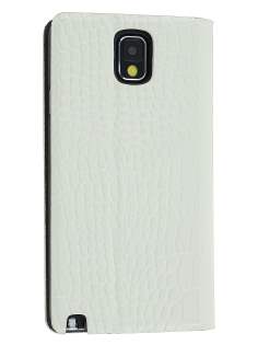 TS-CASE crocodile pattern Genuine leather Wallet Case for Samsung Galaxy Note 3 - Pearl White