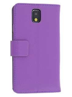 Synthetic Leather Wallet Case with Stand for Samsung Galaxy Note 3 - Purple Leather Wallet Case