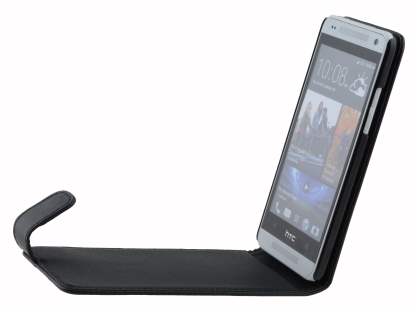 Synthetic Leather Flip Case for HTC One Mini M4 - Classic Black