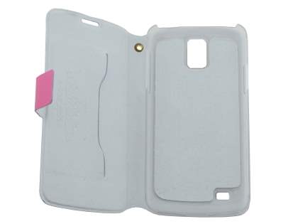 Slim Genuine Leather Portfolio Case for Samsung Galaxy S4 Active I9295 - Pink