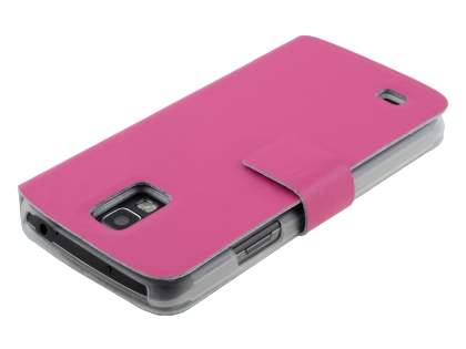 Slim Genuine Leather Portfolio Case for Samsung Galaxy S4 Active I9295 - Pink